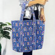 Blue Beach Bag Quilted Shoulder Bags, Cotton Tote Bags, and Hobe Handbags