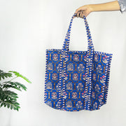 Blue Beach Bag Quilted Shoulder Bags, Cotton Tote Bags, and Hobe Handbags