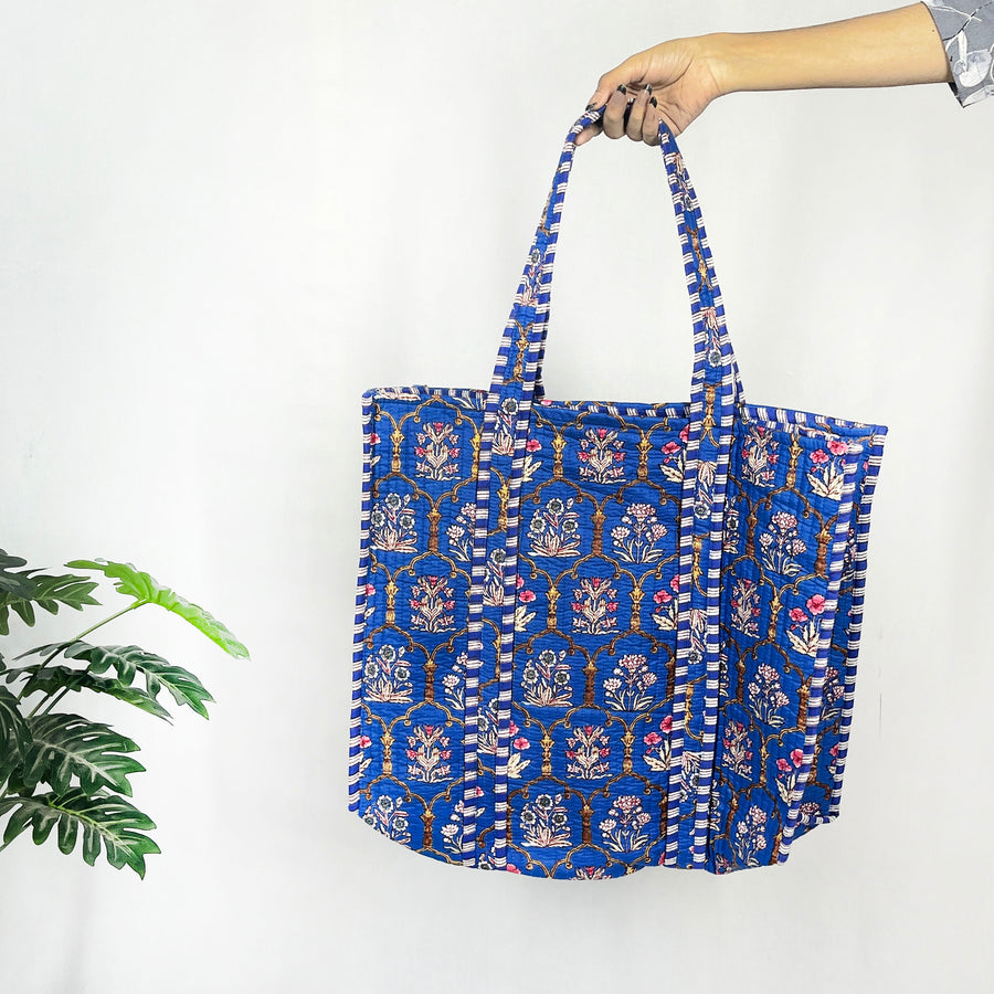 Blue Beach Bag Quilted Shoulder Bags, Cotton Tote Bags, and Hobe Handbags