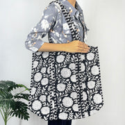 Quilted Cotton Beach Bags with a Floral Print, Black Shoulder Bag, and Traditional Handbag