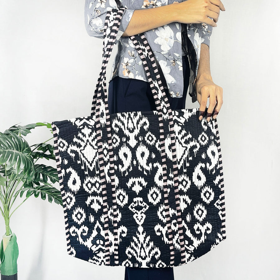 Lightweight Tote Bag for Shopping, Eco-friendly Quilted Cotton Shoulder Bags