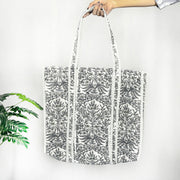 Indian Handmade Quilted Shopping Tote Bag, Pure Cotton Beautiful Women’s Beach Wear Bag