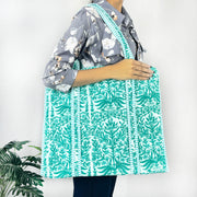 Indian Quilted Tote Bag, Women Shopping Totes Bag, Floral Print Bag Cotton Handmade Bags