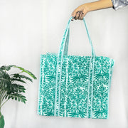 Indian Quilted Tote Bag, Women Shopping Totes Bag, Floral Print Bag Cotton Handmade Bags