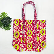 100% Cotton Ikat Tote Bag for Shopping, a Cotton Quilted Shoulder Bag