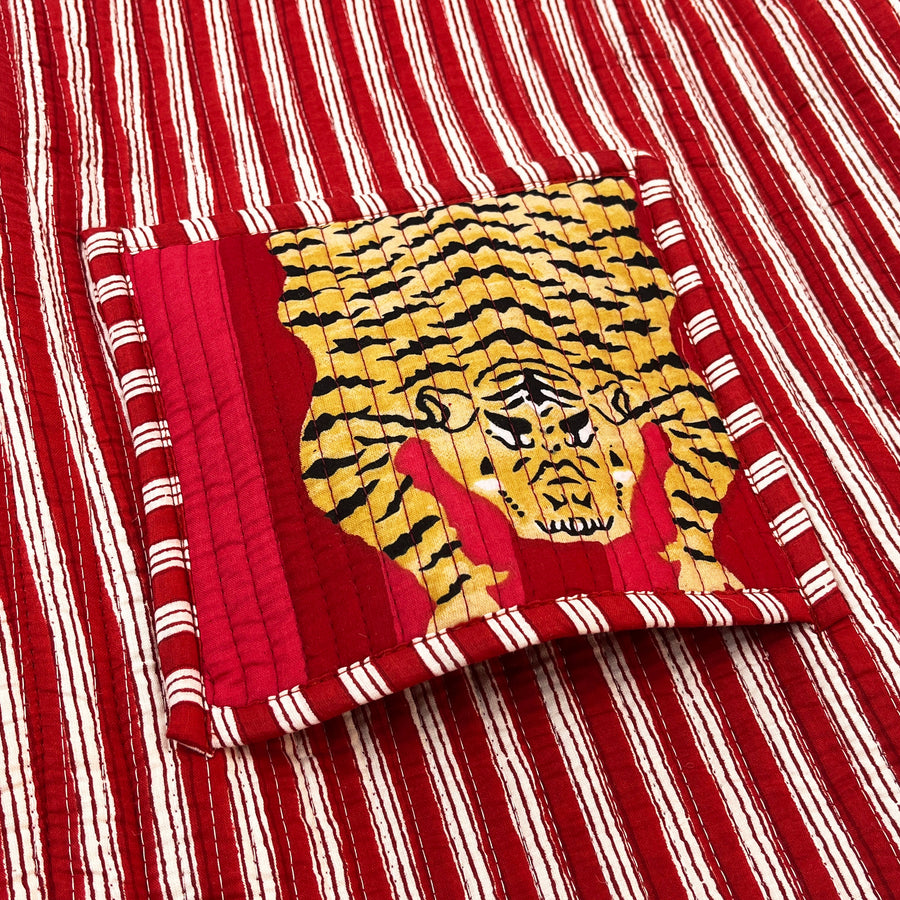 Red Tiger Print Handbag from Marika Textiles, Eco-friendly Quilted Cotton Tote Bags