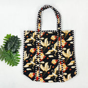 Black Bird Print Tote Bag 100% Pure Cotton, Multi-Purpose Eco-Friendly Bag