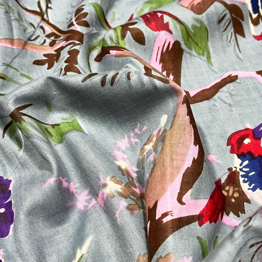 60x60 Cotton Bird Print Fabric, 90 GSM Material from Diwam Vastra, Perfect for Garments