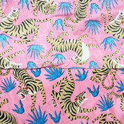 Baby Pink Color Cotton Jungle Print Fabric 60X60 Cambric Cotton Material from Diwam Vastra