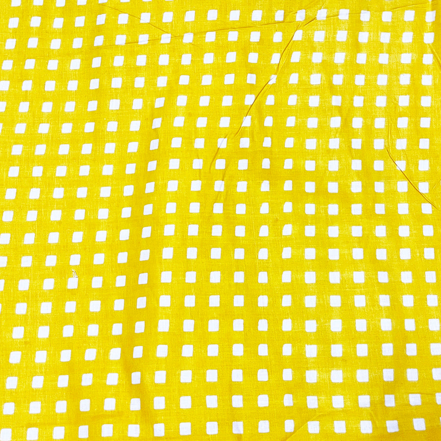 Check Print Fabric 100% Cotton Yellow Print Fabric 90 GSM Cotton Fabric