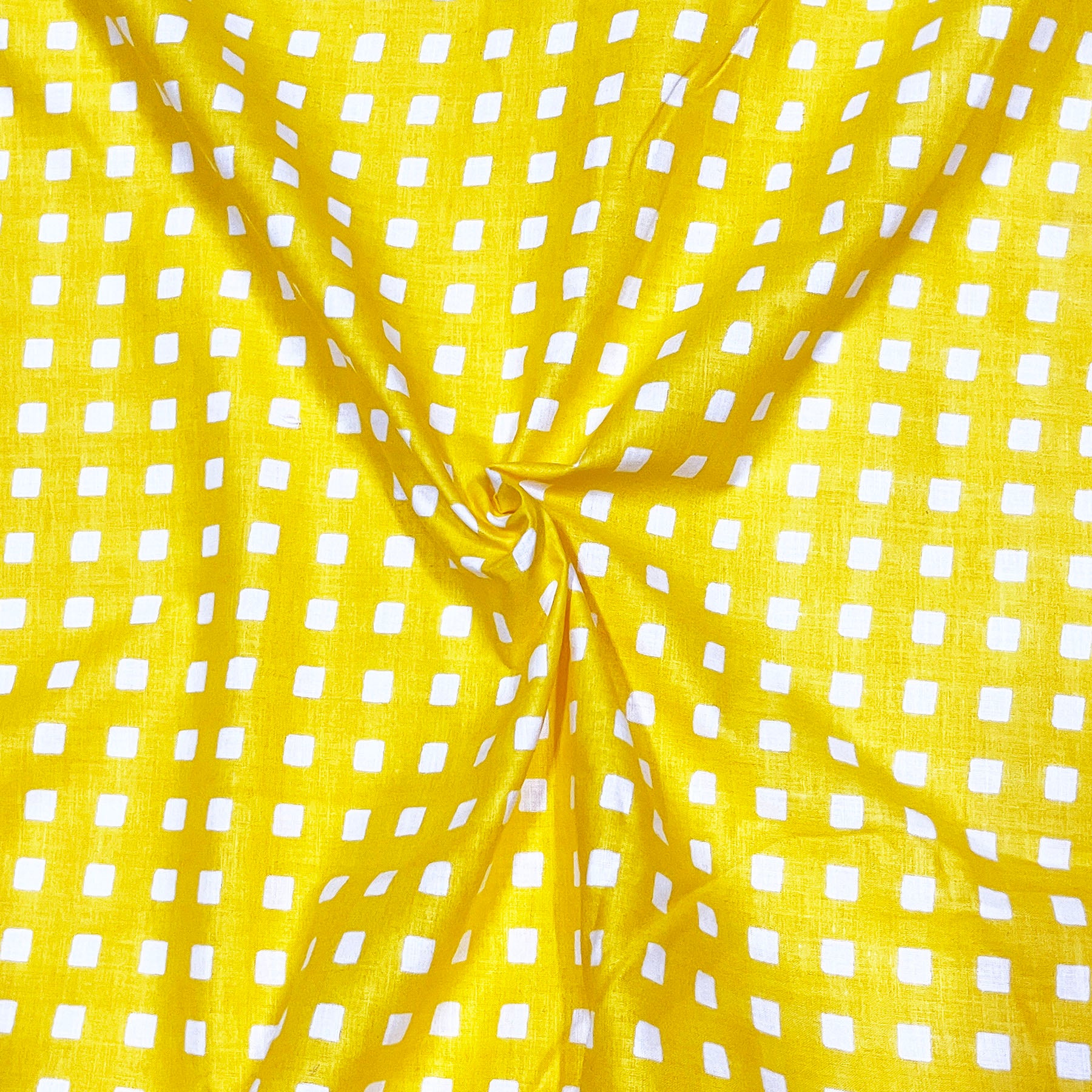 Check Print Fabric 100% Cotton Yellow Print Fabric 90 GSM Cotton Fabric