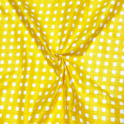 Check Print Fabric 100% Cotton Yellow Print Fabric 90 GSM Cotton Fabric