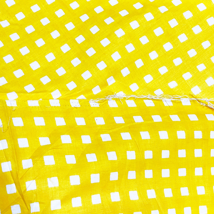 Check Print Fabric 100% Cotton Yellow Print Fabric 90 GSM Cotton Fabric