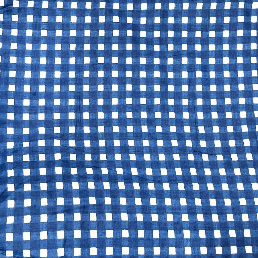 100% Cotton Fabric Blue Color With Check Print Fabric 60X60 Pure Cotton Fabric