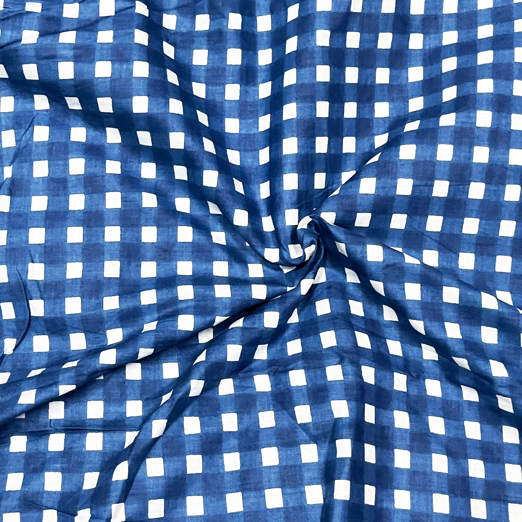 100% Cotton Fabric Blue Color With Check Print Fabric 60X60 Pure Cotton Fabric