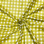 Lime Green Color Fabric 100% Cotton Fabric 10 Metre Cotton Fabric Check Pattern