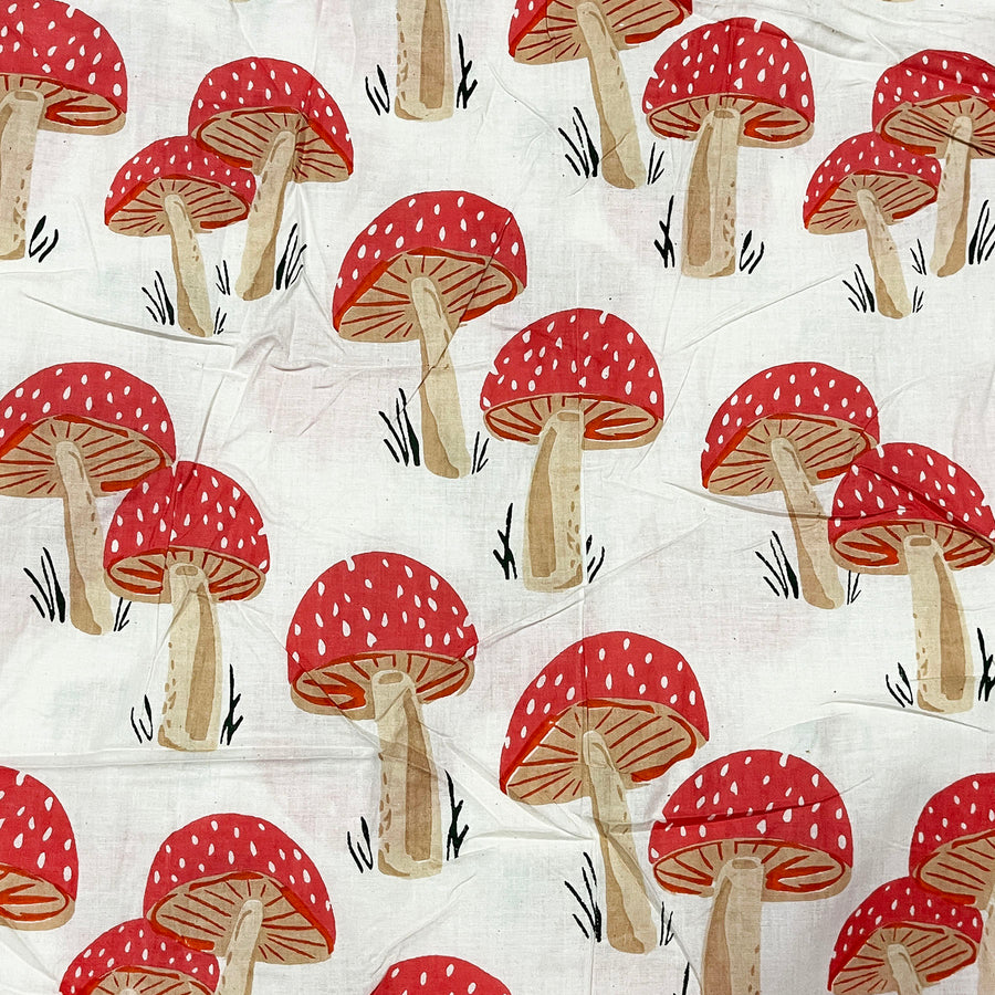 Unique Mushroom Pattern Fabric Soft & Relaxable Cotton Fabric 60X60 Pure Cotton Fabric