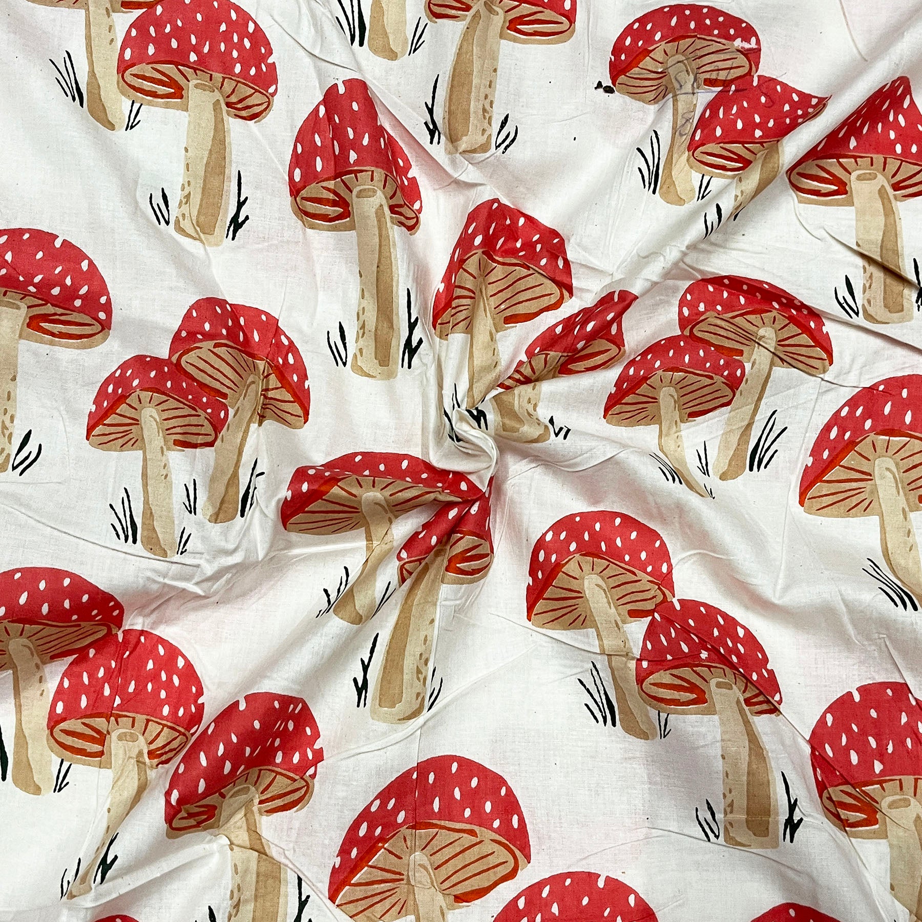 Unique Mushroom Pattern Fabric Soft & Relaxable Cotton Fabric 60X60 Pure Cotton Fabric