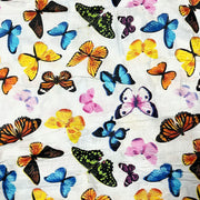 Beautiful White Color Cotton Fabric Colorful Butterfly Pattern Fabric 60X60 Fabric For Garments