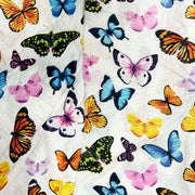 Beautiful White Color Cotton Fabric Colorful Butterfly Pattern Fabric 60X60 Fabric For Garments