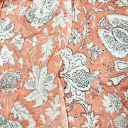 Peach Color Cotton Fabric With White Floral Print Fabric 100% Cotton Soft Fabric