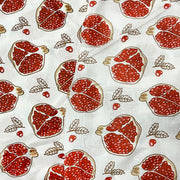 Pomegranade Print Soft Fabric 100% White Cotton Fabric For Home Furnishing