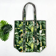 Eco-Friendly Green Jungle Print Cotton Tote Bag - Versatile & Stylish for Every Occasion