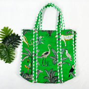 Eco-Friendly Green Jungle Print Tote Bag - Perfect for Every Adventure