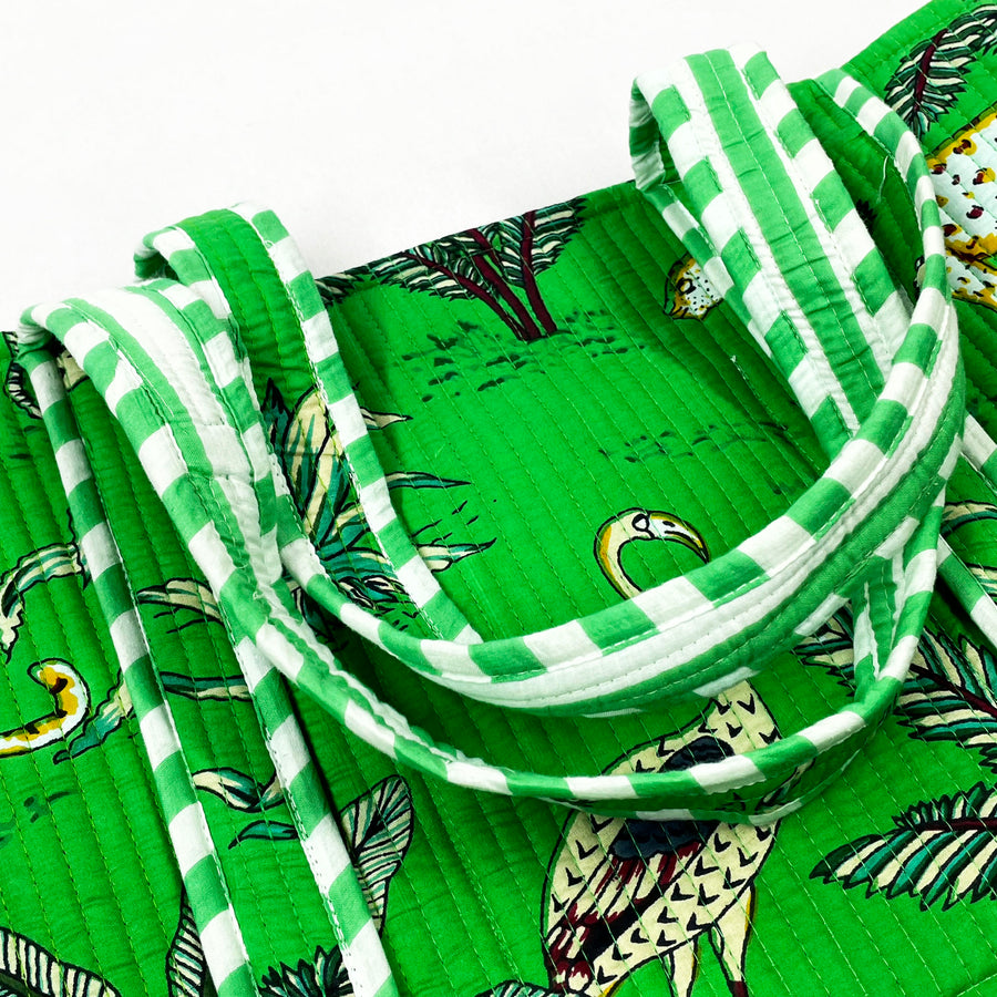 Eco-Friendly Green Jungle Print Tote Bag - Perfect for Every Adventure