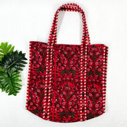 Red Green Floral Print Tote Bag – Eco-Friendly & Versatile for Every Occasion