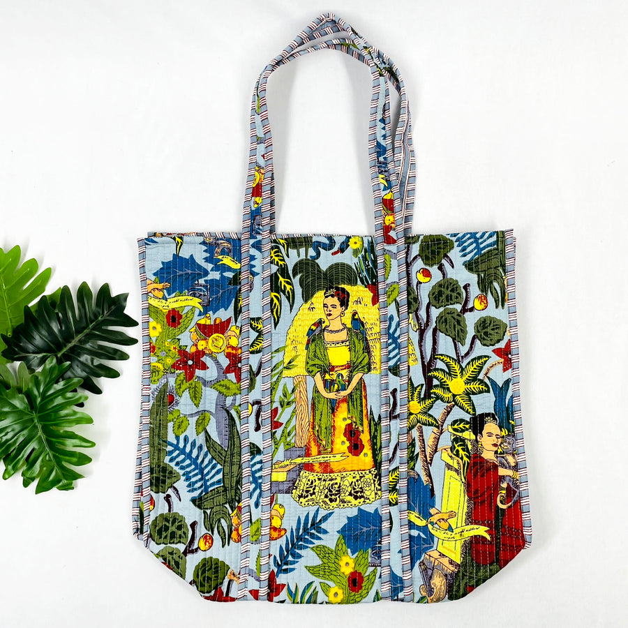 Grey Frida Kahlo Print Tote Bag: Eco-Friendly & Versatile for Every Occasion