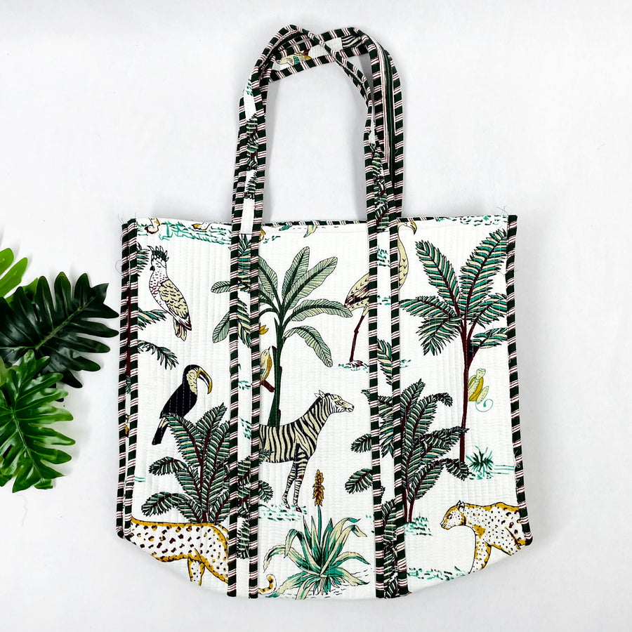 White Jungle Eco-Friendly Animal Print Tote Bag – Perfect for Every Occasion