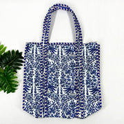 Nature-Inspired Blue Leaf Print Tote Bag – Your Perfect Everyday Companion